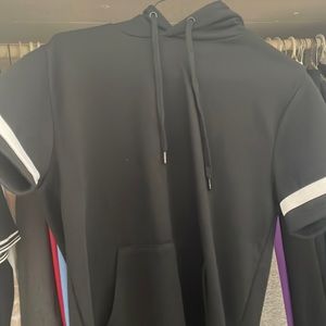 Black and white sleeveless hoodie